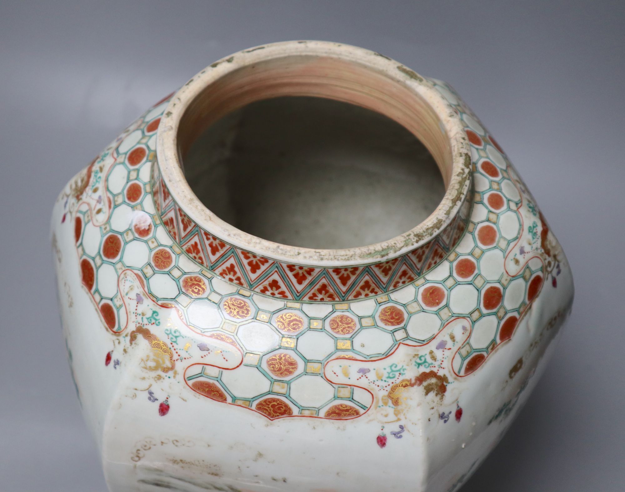 A 19th century Japanese Kutani hexagonal vase, height 32cm